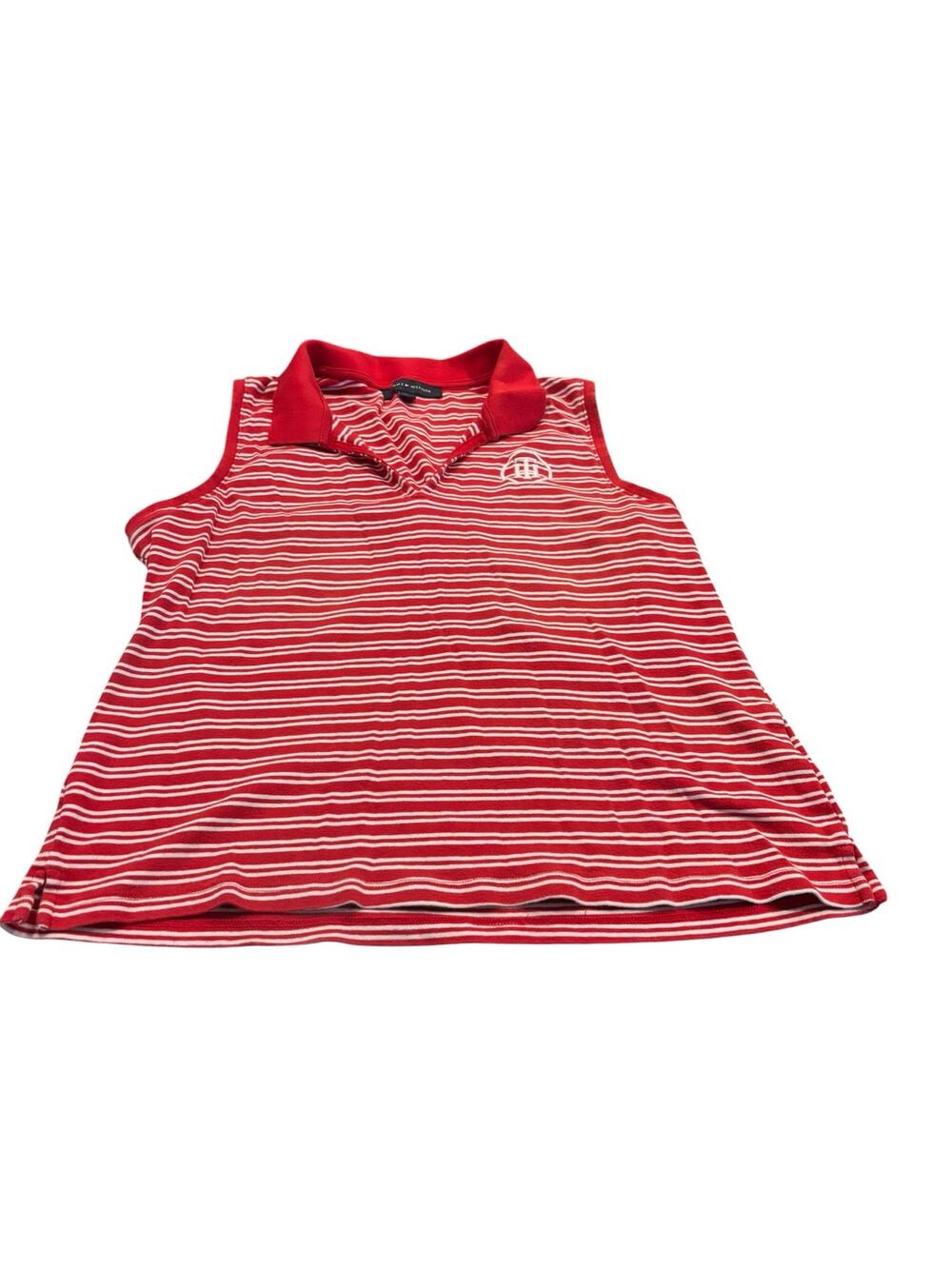Tommy Hilfiger Red & White Striped Sleeveless Polo Size XL Women's